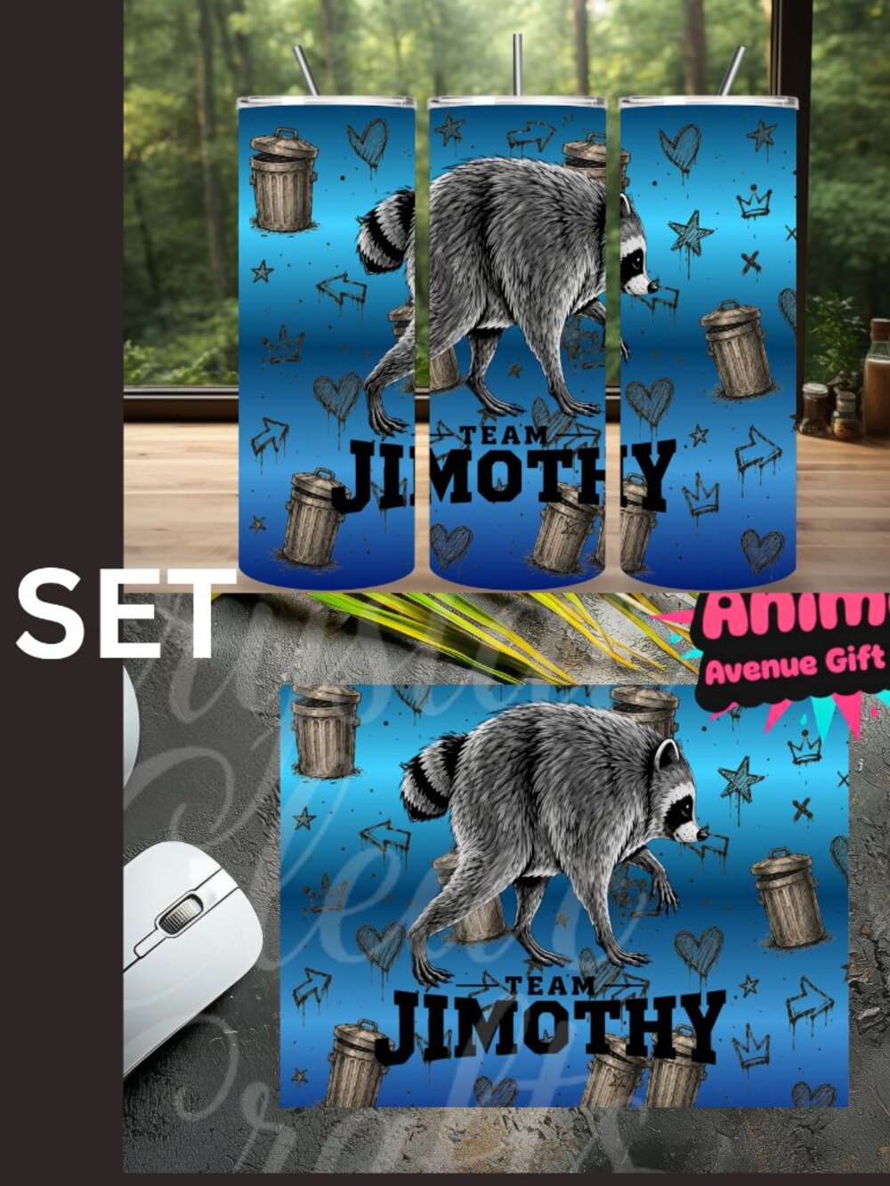 Jimothy 20oz Stainless Steel Tumbler & Mouse Pad Set